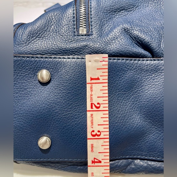 B. MAKOWSKY Large Navy East/West Glove Leather Hobo Leopard Lining Bag A93783 - Picture 13 of 15